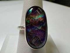 Sterling Silver 925 One of a Kind Dichroic Glass Ring Size 8.25