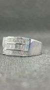 STUNNING BAGUETTE THREE ROW 14K WHITE GOLD RING