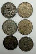 Collection of six Peruvian Un Sol Silver Coins from the 1920's