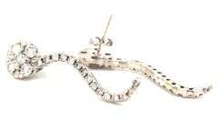 14kt White gold 2ctw diamond cluster swirl post earrings
