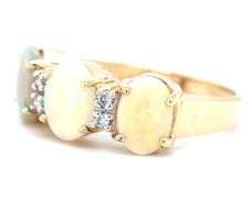 14kt Yellow gold Opal and diamond accent ring