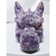 Hand Carved Amethyst Dragon Crystal Skull