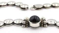 925 Sterling silver Lagos Caviar black onyx circle disk necklace