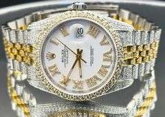ROLEX REF R16013 STAINLESS STEEL 10K GOLD DIAMOND WATCH 9.5CT