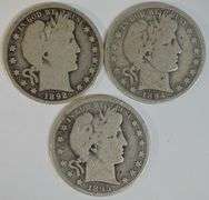 1892, 1894 & 1895 Barber Half Dollars in nice circ