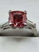 Very High Quality Platinum 2.68 Carat Certified Fancy Vivid Pink Lab Diamond Ring