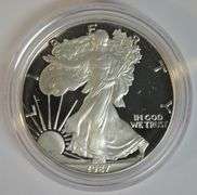 Gem Cameo Proof 1987-S $1 American Silver Eagle in original capsule