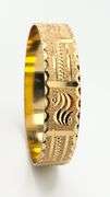 22KT Yellow Gold Ethnic Idian style Bangle Featuring Intricate Textured Motifs