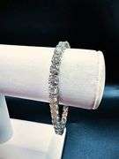 Spectacular 14 Kt White Gold Plated 19 Cttw 38 Count White Fire Moissanite Tennis Bracelet