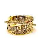 Sparkling 14 K Yellow Gold Plate  CZ Single Band Trendy Stack Look Ring