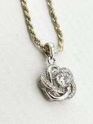 Italian 925 Sterling Silver Infinity Love Knot CZ Pendant with Rope Chain Necklace