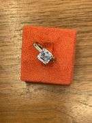 Ladies 14K White Gold Asscher Cut Diamond Solitaire Engagement Ring