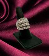 Sparkling 14 Kt White Plate 17.5 Cttw Simulated Diamond Ring