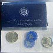 Four 1971 Blue Pack Unc Silver Dollars