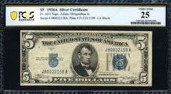 1934A $5 Silver Certificate Fr. 1651 (JA Block) Julian/Morgenthau PCGS Very Fine 25