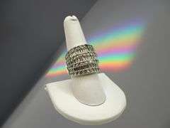 Sparkling 14 Kt White Plate 17.5 Cttw Simulated Diamond Ring