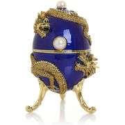 24k Fabergé Style Blue Dragon Musical Egg Trinket Box