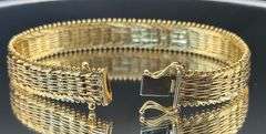 Vintage Italian-Style 14k Gold 6-Row Woven Articulated Bracelet (26.5g)