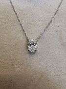 I.G.I CERTIFIED 14K White Gold Solitaire Oval Diamond NECKLACE