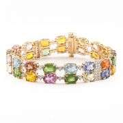 14K YELLOW GOLD MULTICOLOR SAPPHIRE AND DIAMOND BRACELET 34.09 C.T.W.