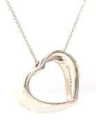 925 Sterling silver Tiffany & Co heart shaped pendant on chain