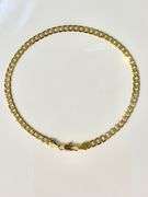 Beautiful Yellow Gold Plated Textured Figaro Link Ankle Bracelet