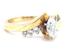 14kt Yellow gold marquise diamond ring