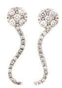 14kt White gold 2ctw diamond cluster swirl post earrings