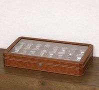 24 Slot Leather Watch Display Case with Glass Lid