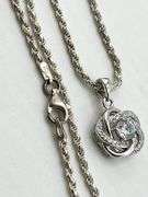Italian 925 Sterling Silver Infinity Love Knot CZ Pendant with Rope Chain Necklace