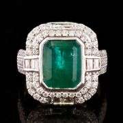 14K WHITE AND YELLOW GOLD EMERALD AND DIAMOND RING 5.20 C.T.W., GIA CERTIFIED