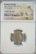Sharp Roman Silver Denarius Emperor Septimius Severus, 193-211 AD. NGC XF