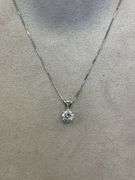 14K White Gold Solitaire Diamond Pendant Necklace