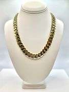 Huge 141.1 Gram 14 Kt Yellow Gold Plate Cuban Curb Link Chain Necklace
