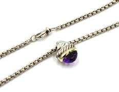 David Yurman 2 tone Acorn amethyst necklace