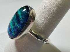 Sterling Silver 925 One of a Kind Dichroic Glass Ring Size 9