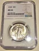1938 Walking Liberty Half NGC MS 64