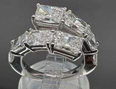 14K WHITE GOLD 6.20CTW RADIANT CUT LAB DIAMOND RING