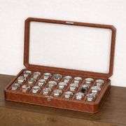 24 Slot Leather Watch Display Case with Glass Lid