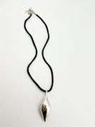 Michael Dawkins 925 Sterling Silver Sculptural TearDrop Pendant With Black Cord Necklace