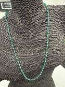Sterling Silver Unique Green Onyx Gem Stone Chain 24" Necklace with Pear Clasp