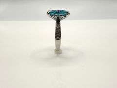 14 Kt White Gold Plate 6.5 Ct Simulated London Blue Topaz Ring
