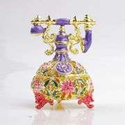 Vintage-Style Enameled Rhinestone Telephone Trinket Box