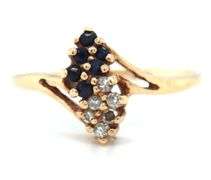 Sweet 10k YG Sapphire & Diamond Cluster Ring