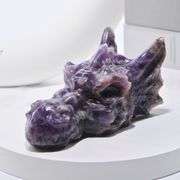 Hand Carved Amethyst Dragon Crystal Skull