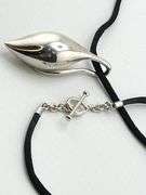 Michael Dawkins 925 Sterling Silver Sculptural TearDrop Pendant With Black Cord Necklace