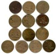 Lot of 13 lower end circulated Flying Eagle Cents 1957 to 1858