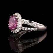 PLATINUM PURPLE-PINK SAPPHIRE AND DIAMOND RING 3.71 C.T.W., GIA CERTIFIED