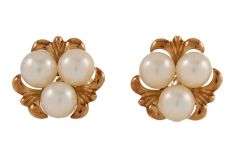 Blue Lagoon by Mikimoto Triple Pearl Cluster Stud Earrings in 14K