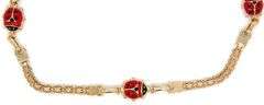 14kt Yellow gold Lady bug station link bracelet